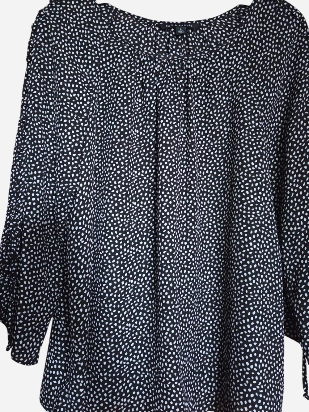 Zac & Rachel Black Blouse with White Dot Print